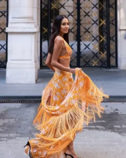 Mango & Coconut Floral Print Indo Western Set