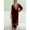Maroon Embroidered Velvet Kurta Set