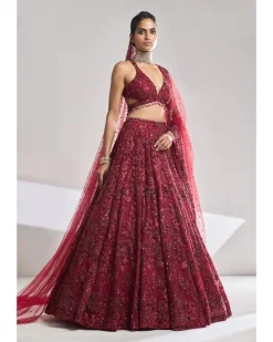 Maroon Sequin Lehenga Set