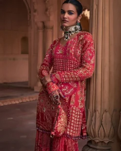 Maroon Thikri Print and Highlighted Kurti Set