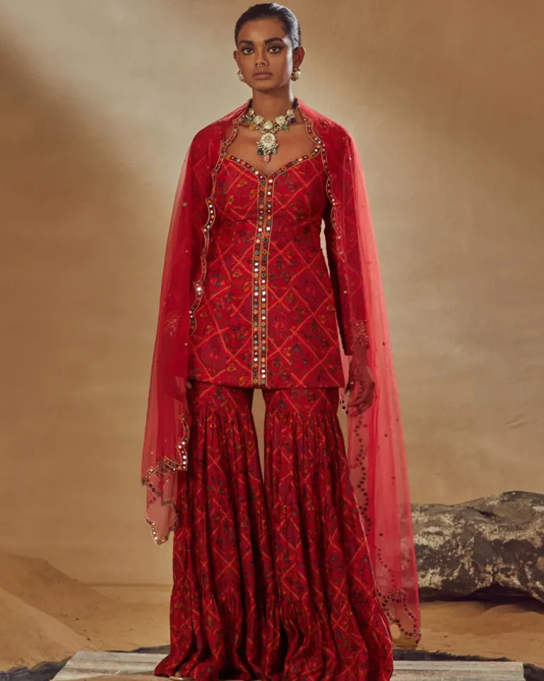 Maternity Red Printed Sharara Set