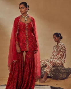 Maternity Red Printed Sharara Set