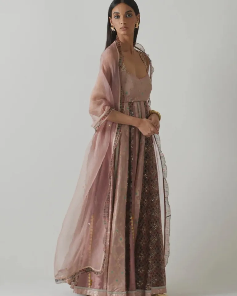 Mauve Embellished Anarkali Set