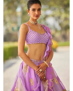 Mauve Multicolor Flower Lehenga Set