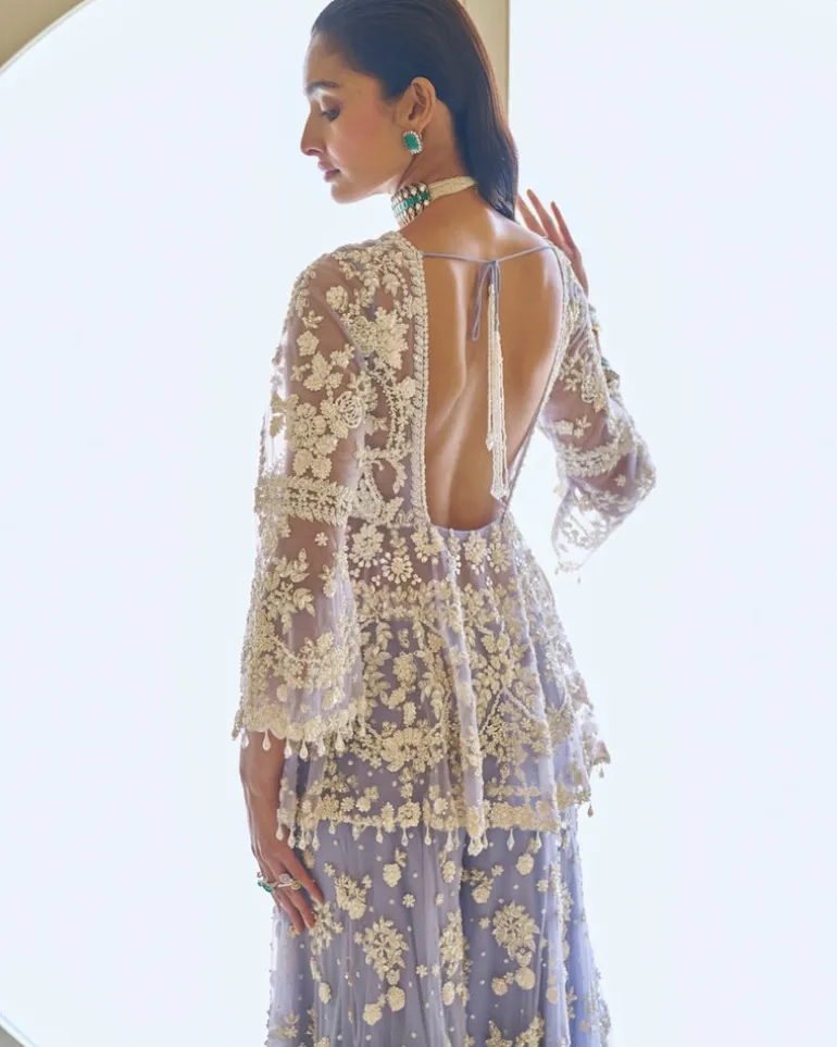 Mauve Pearl Sharara Set