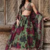 Mehndi Green Floral Lehenga Set