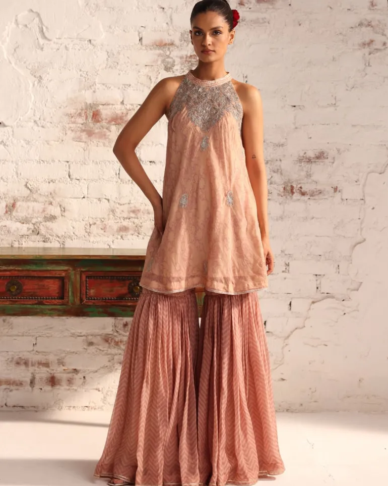 Mehr Halter Neck Gharara Set