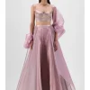 Mesh Cape And Skirt With Corded Bustier Set