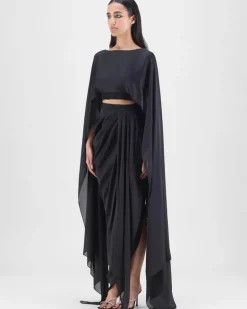 Metallic Fluid Cape And Skirt Set