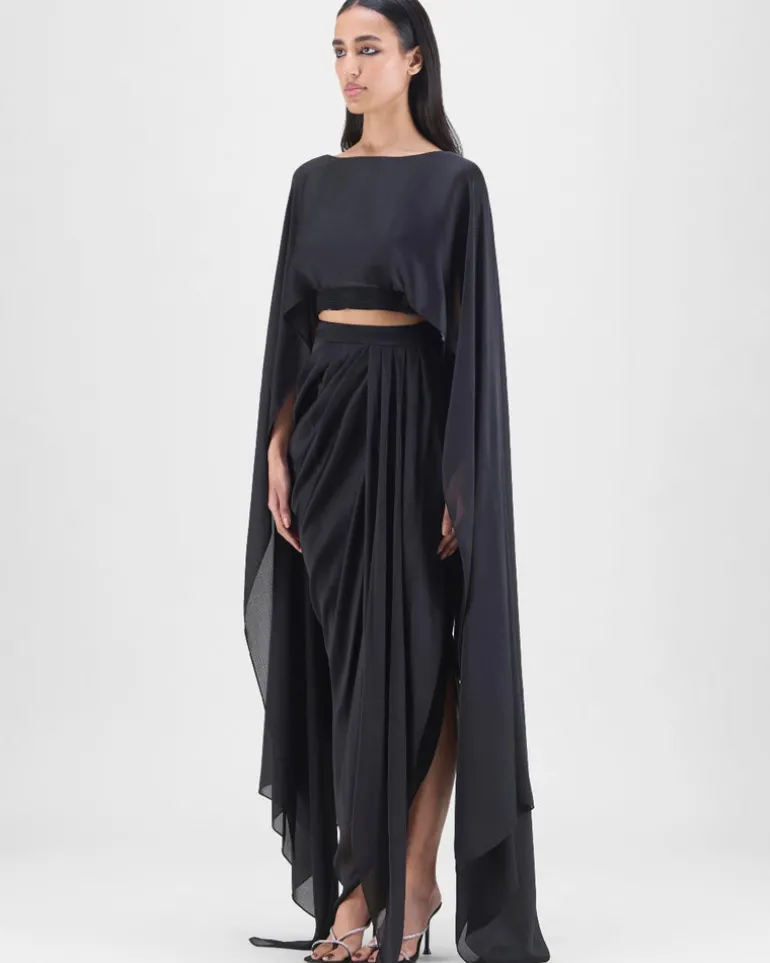 Metallic Fluid Cape And Skirt Set