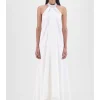 Metallic Fluid Halter Dress