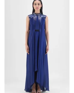 Metallic Paneled Dress With Beads