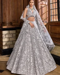 Metallic Silver Lehenga Set
