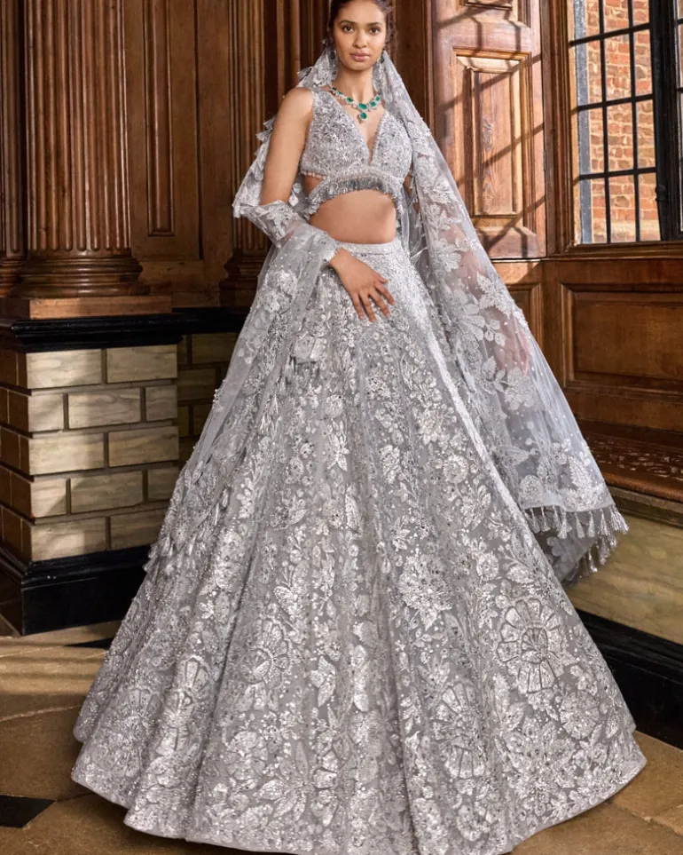 Metallic Silver Lehenga Set