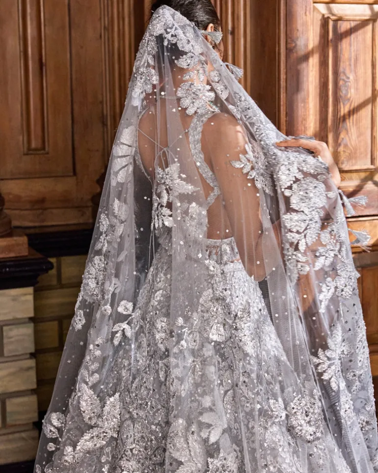Metallic Silver Lehenga Set