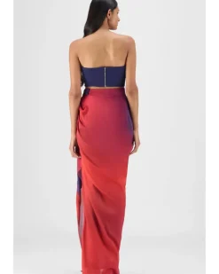 Metallic Watercolor Bustier With Skirt Set