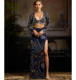 Midnight Blossom Skirt Set