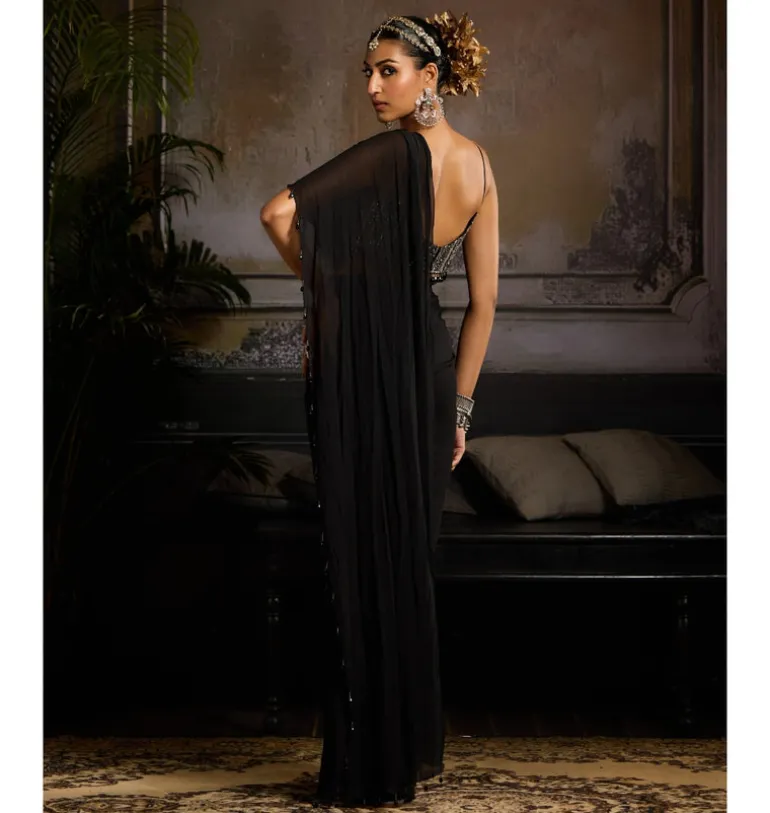Midnight Glow Sari Set