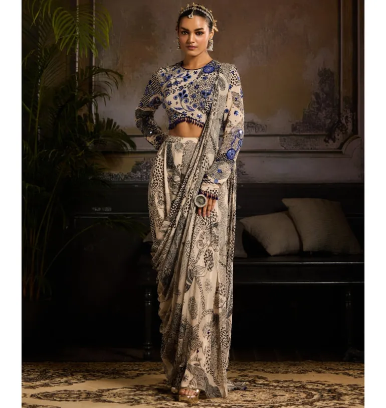 Midnight Mirage Pant Sari Set
