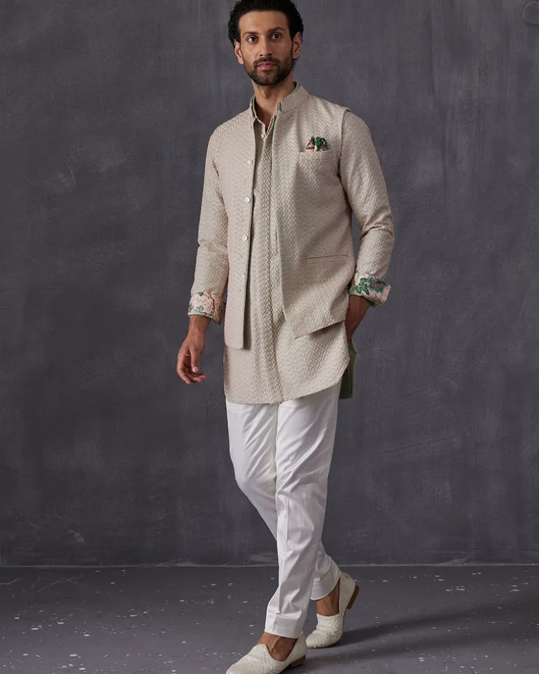 Mint And Pink Kurta Set