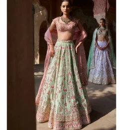 Mint Green Chanderi Lehenga Set