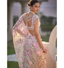 Mint Green Multi-Coloured Floral Sari