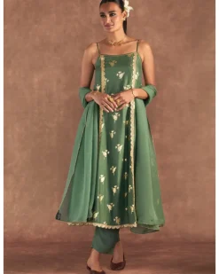 Moss Green Irisbud Anarkali Set
