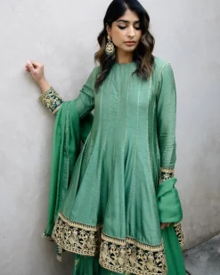 Moss Green Irisbud Sharara Set