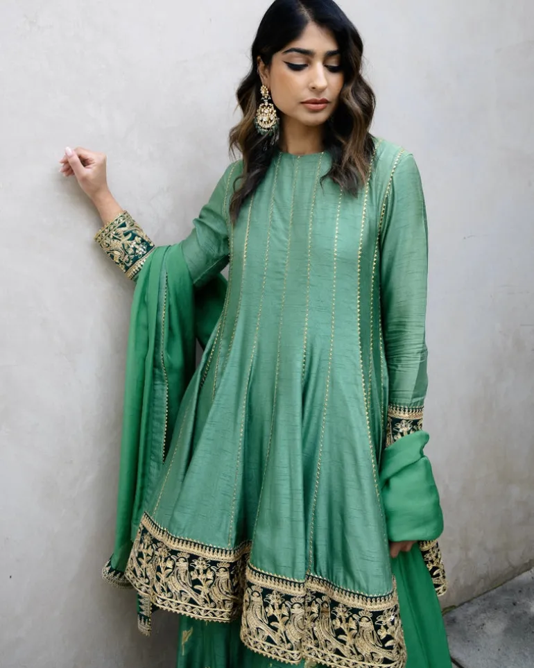 Moss Green Irisbud Sharara Set