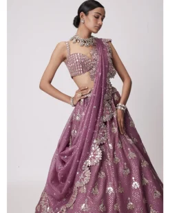 Mud Mauve Sequin Embroidered Lehenga Set