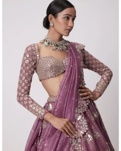Mud Mauve Sequin Embroidered Lehenga Set
