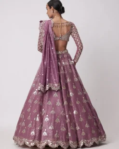 Mud Mauve Sequin Embroidered Lehenga Set