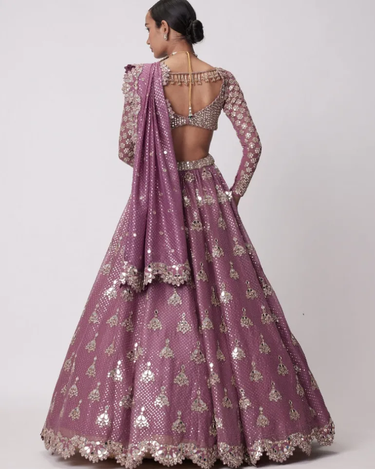 Mud Mauve Sequin Embroidered Lehenga Set