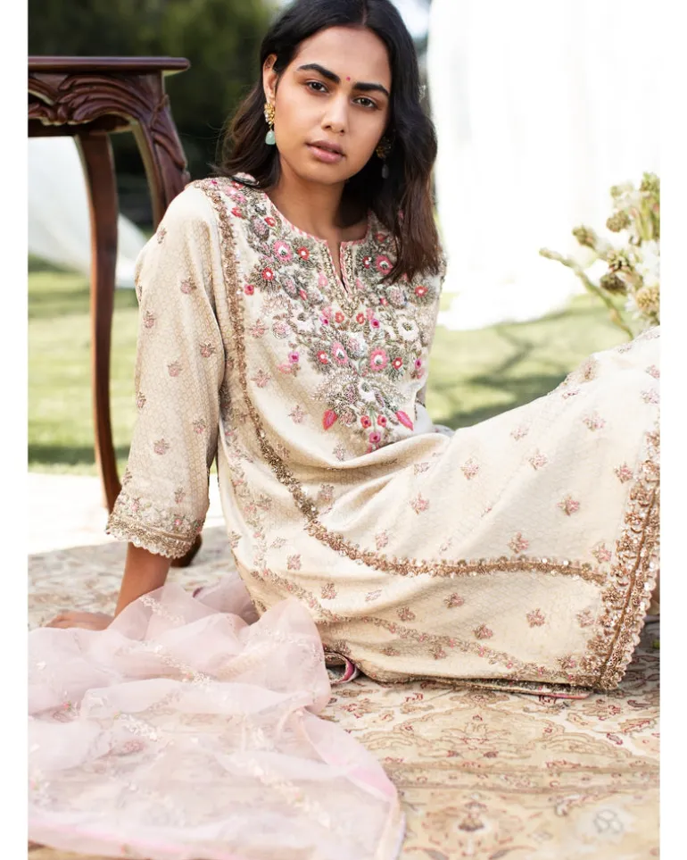 Multi Embroidery Banarasi Kurta