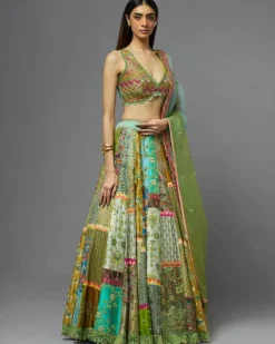Multi Green Lehenga Set