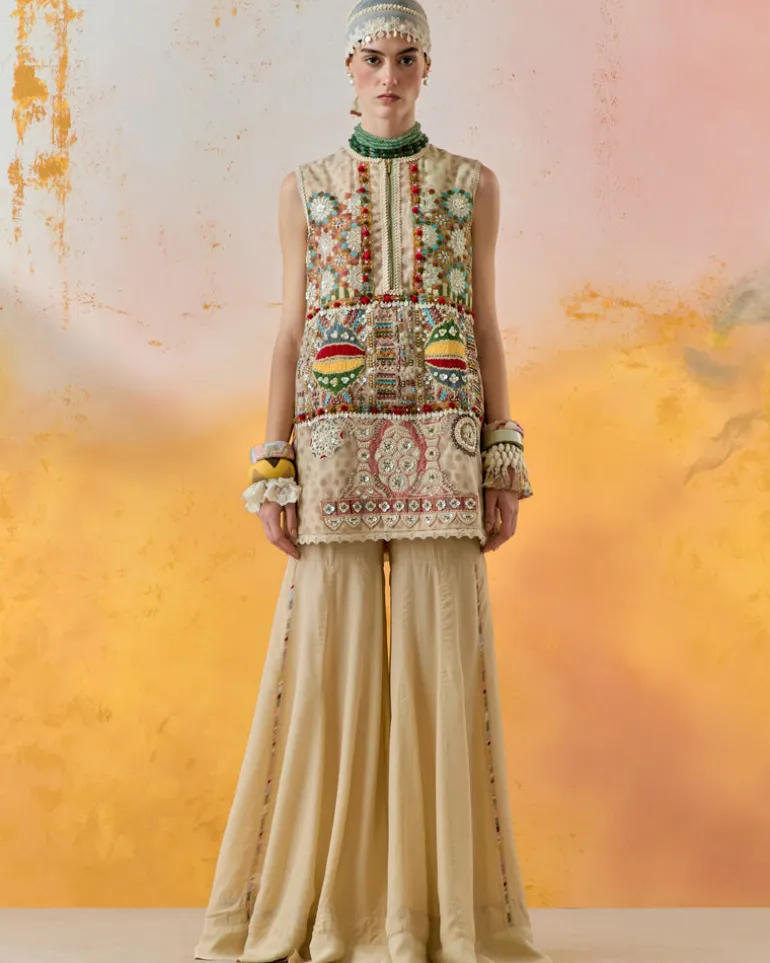 Multi Mehru Embo Ikkat Dress Set