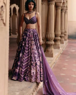 Multi Print Floral Lehenga Set