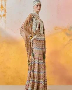 Multi Veni Dupatta Jacket Set