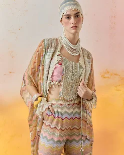 Multi Veni Dupatta Jacket Set