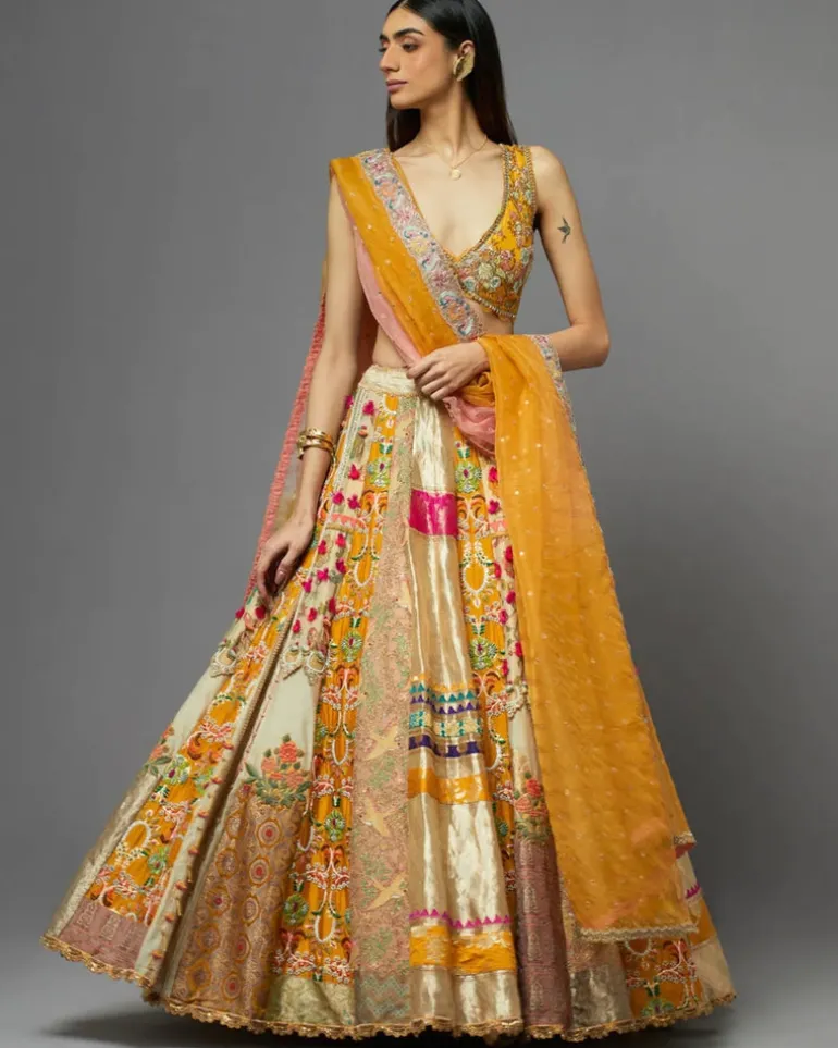 Multicolor Panel Lehenga Set