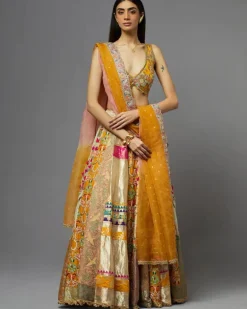 Multicolor Panel Lehenga Set