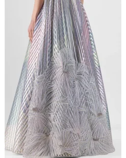 Multicolored Structured Lamina Scale Skirt Set