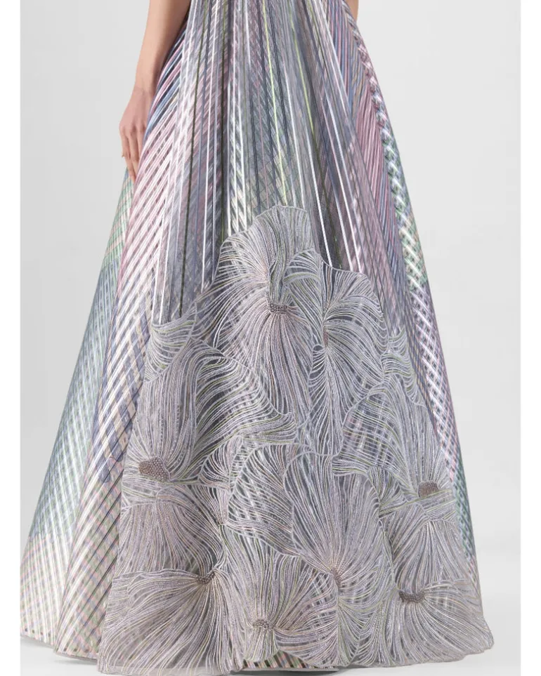 Multicolored Structured Lamina Scale Skirt Set