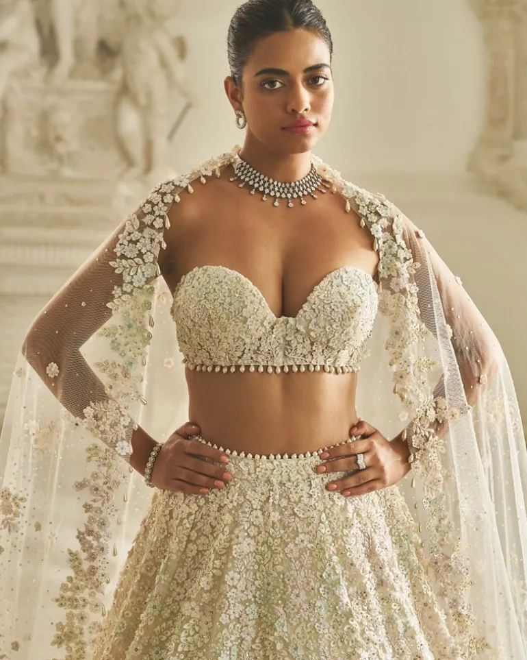 Multi-Colored Three-Dimensional Lehenga Set