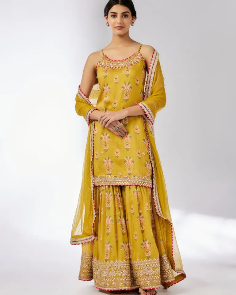 Mustard Advika Strappy Gharara Set