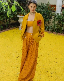 Mustard Bandhini, Bandeau and Jacket