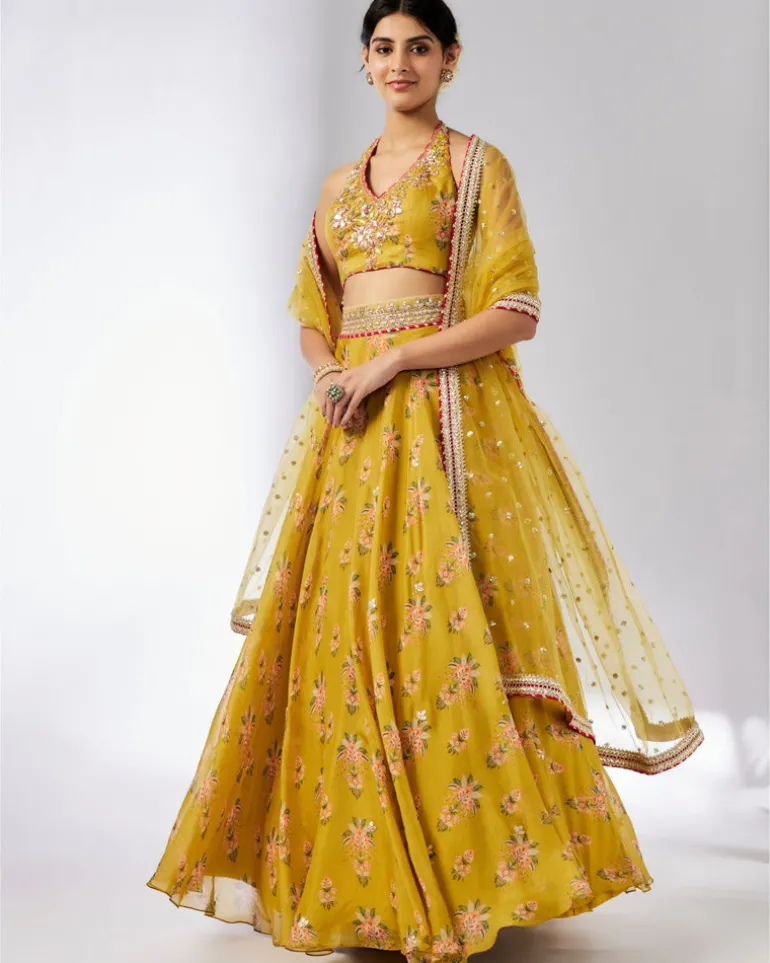 Mustard Bhairavi lehenga Set