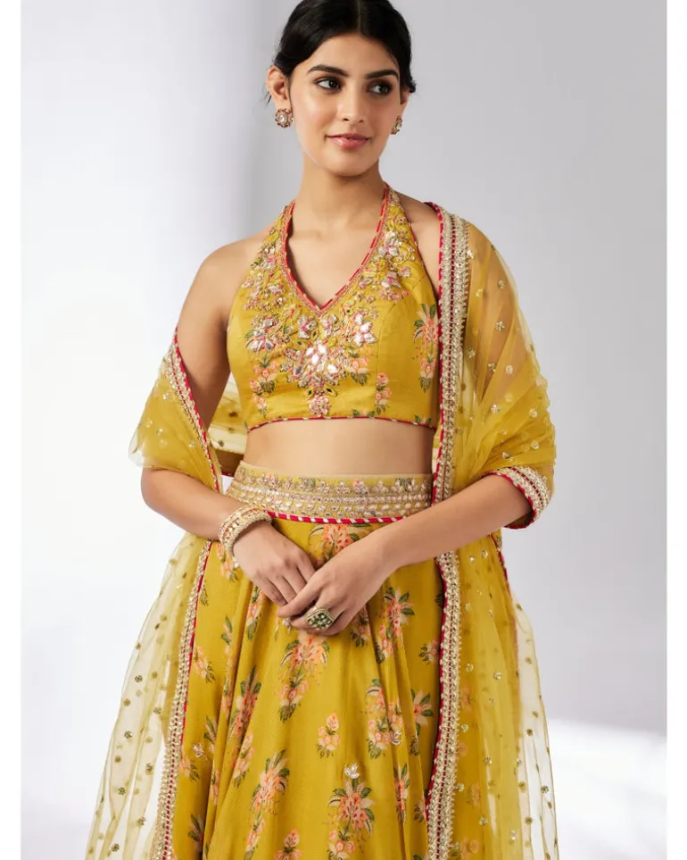 Mustard Bhairavi lehenga Set