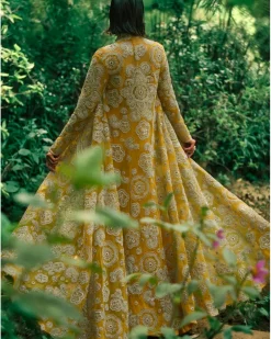 Mustard Embroidered Jacket And Pants Set