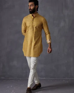 Mustard Embroidered Kurta Set